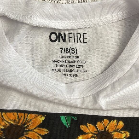 On Fire Good Vibes Sunflower Shirt Girls Size Small (7/8) NWT - Picture 3 of 3